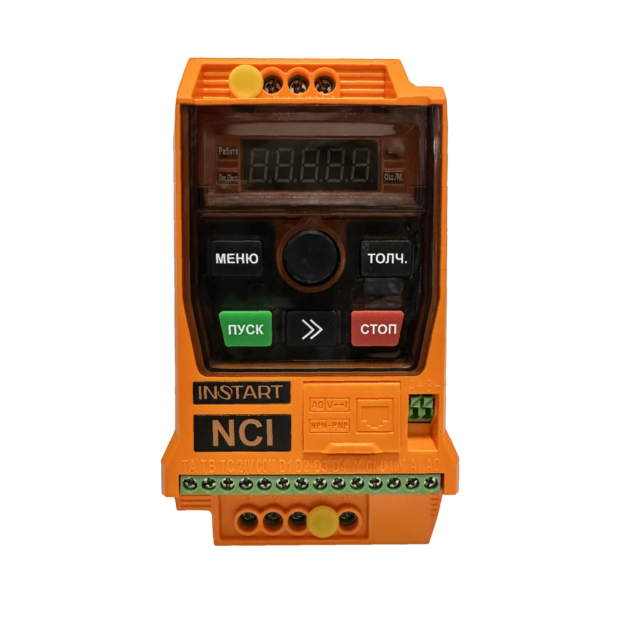 Преобразователь частоты NCI-G2.2/P4.0-4B 2.2 4кВтG/P режим, 5.1 9АG/P режим, асинхронный/синхронный электродвигатель, встроенная панель сьемная-опция, встроенный тормозной модуль, Modbus RTU, IP20 Instart 00112300
