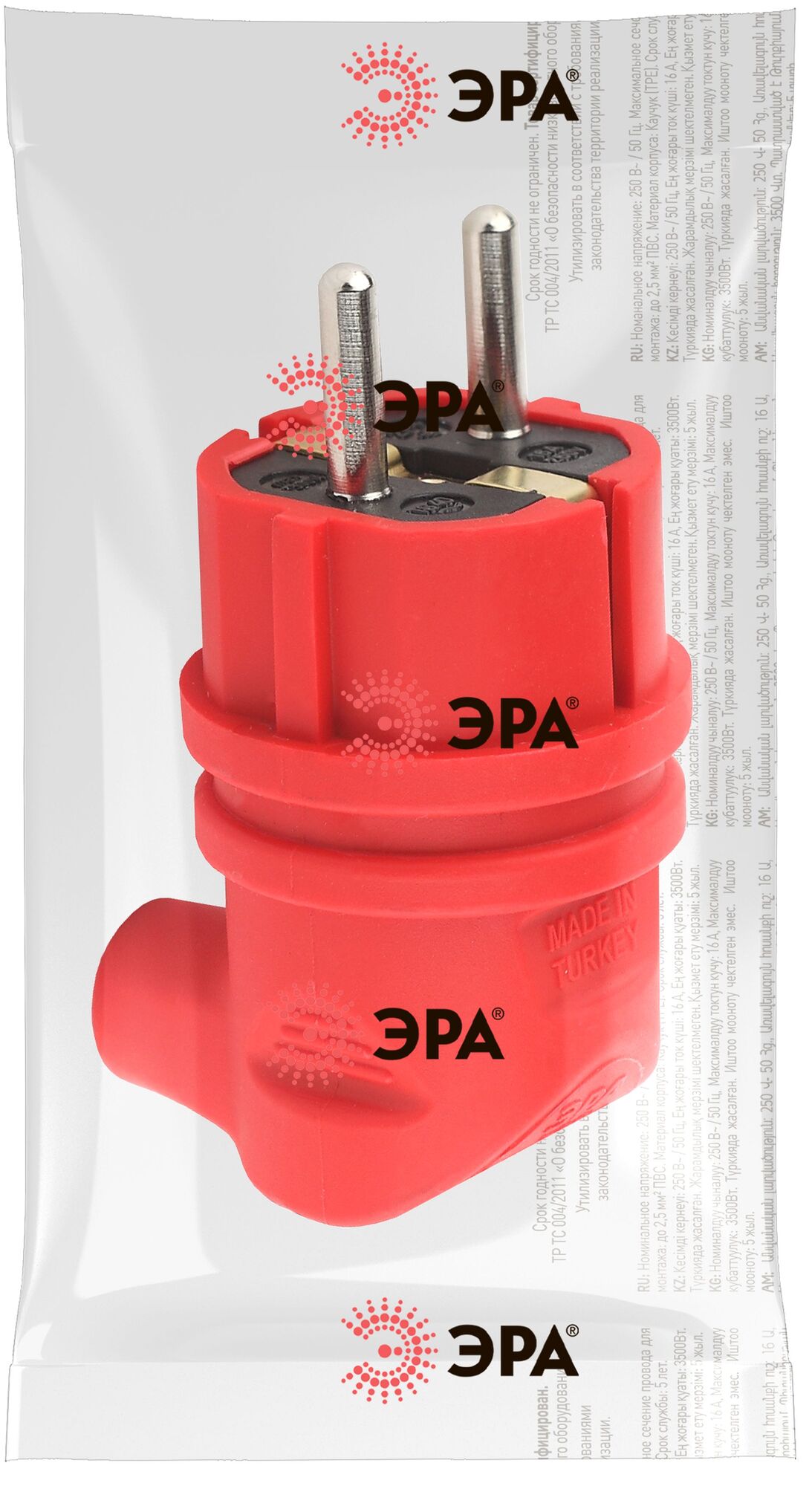 Вилка каучуковая с/з 90град с кольцом 16A IP44 красная V9-RED-IP44 ЭРА Б0044549
