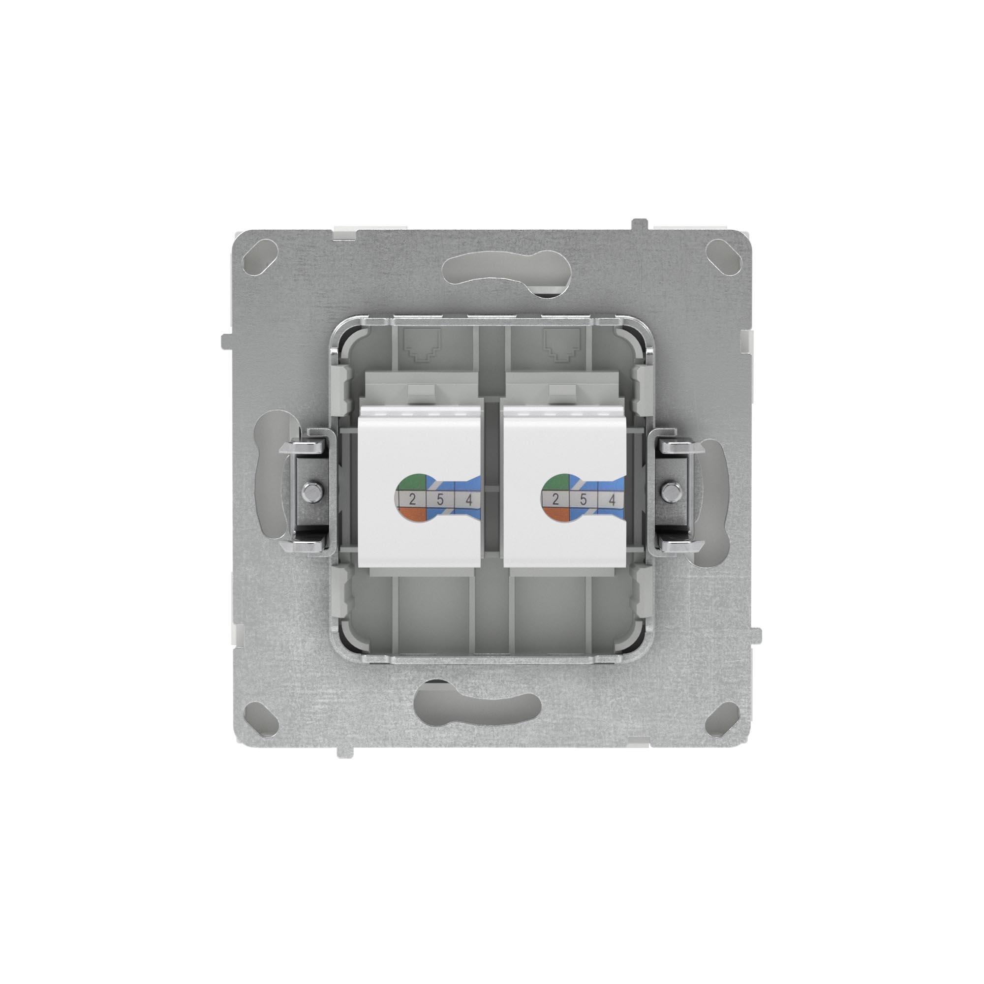 Компьютерная розетка RJ-45 без шторки, кат.6А двойная, KANT, белый песок DKC 7010674