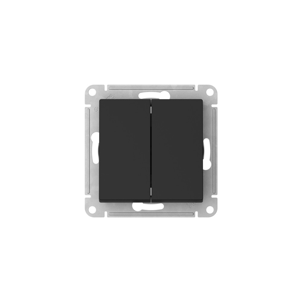 ATLASDESIGN AQUA 2-клавишный ПЕРЕКЛЮЧАТЕЛЬ IP44, сх.6, 10АХ, быстрозажимные клеммы, КАРБОН Systeme Electric ATN441051S