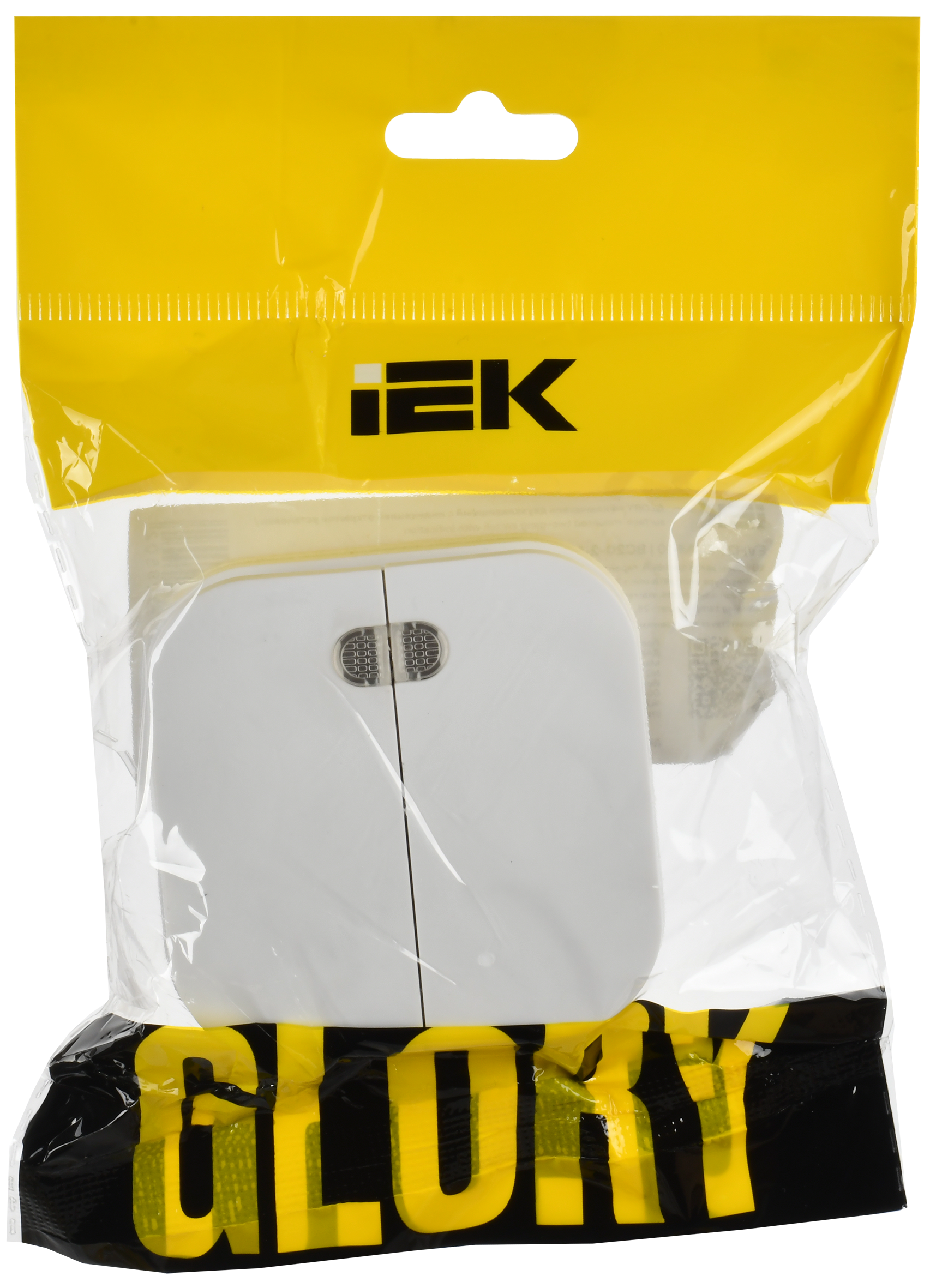 GLORY Выключатель 2-клавишный для открытой установки с индикацией 10А ВС20-2-1-ХБм белый матовый IEK EVH21-K01M-10