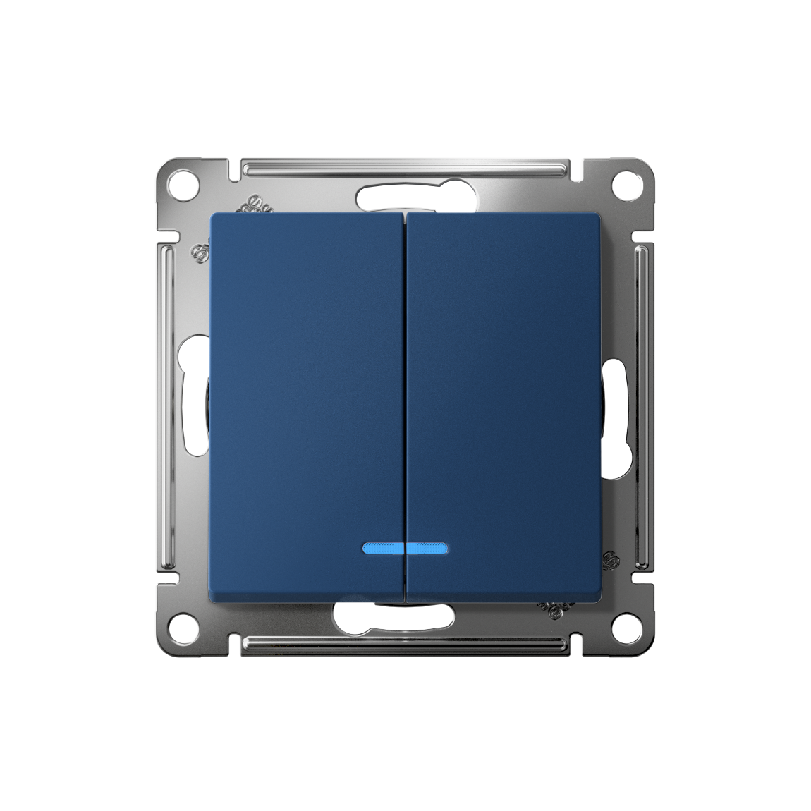 ATLASDESIGN 2-клавишный ВЫКЛЮЧАТЕЛЬ с подсветкой ,сх.5а, 10АХ,мех., быстрозажимные клеммы, АКВАМАРИН Systeme Electric ATN001153S