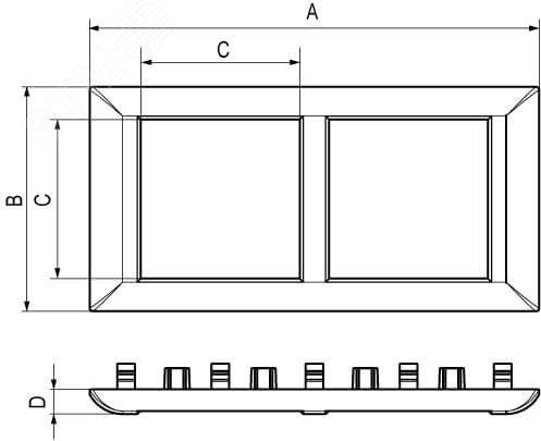 Avanti Рамка-суппорт черная для In-liner Front, 2 модульная DKC 4402912