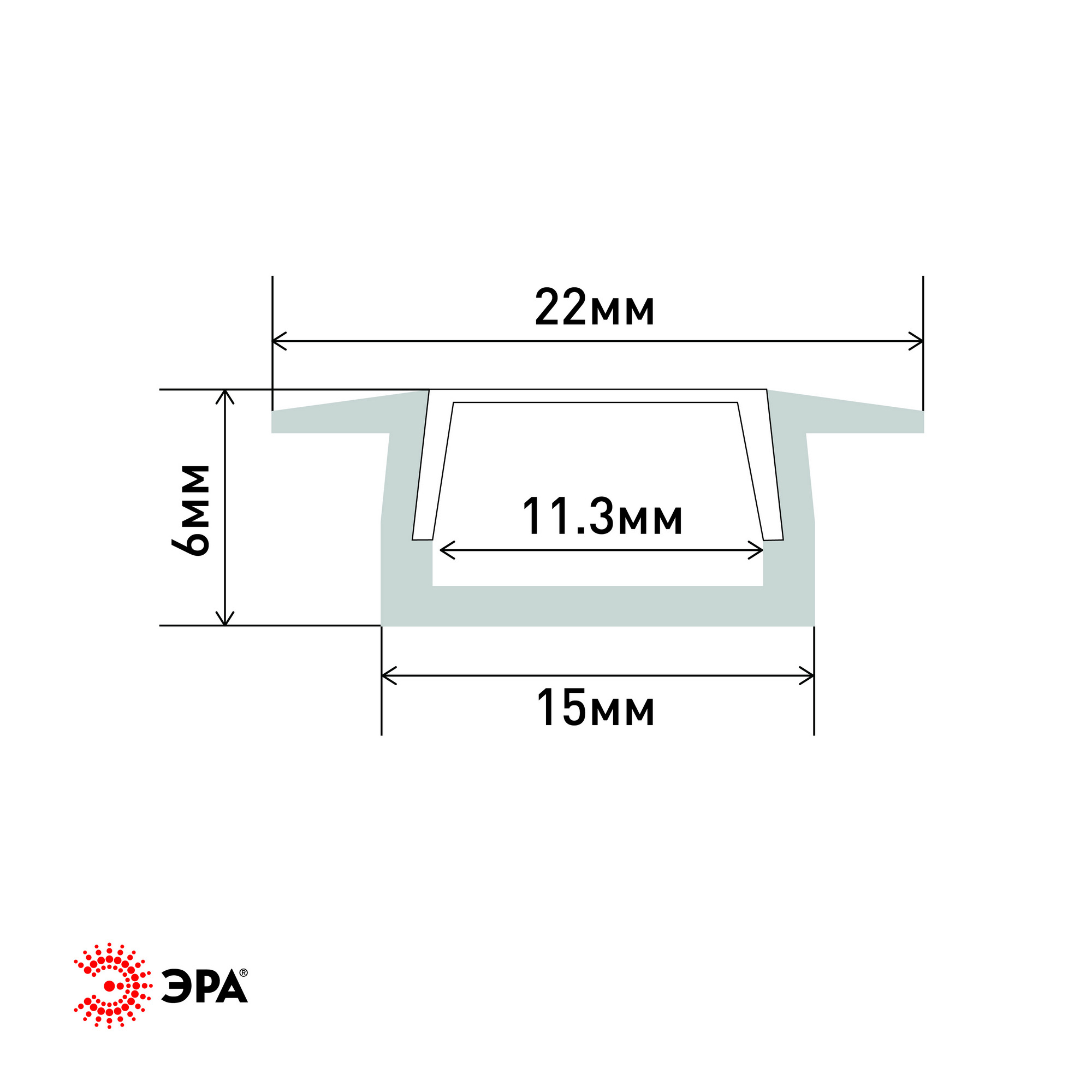 Комплект с врезным анодированным профилем с фланцем CAB251 21х6мм, 2 м (5/80/2400) ЭРА Б0039464