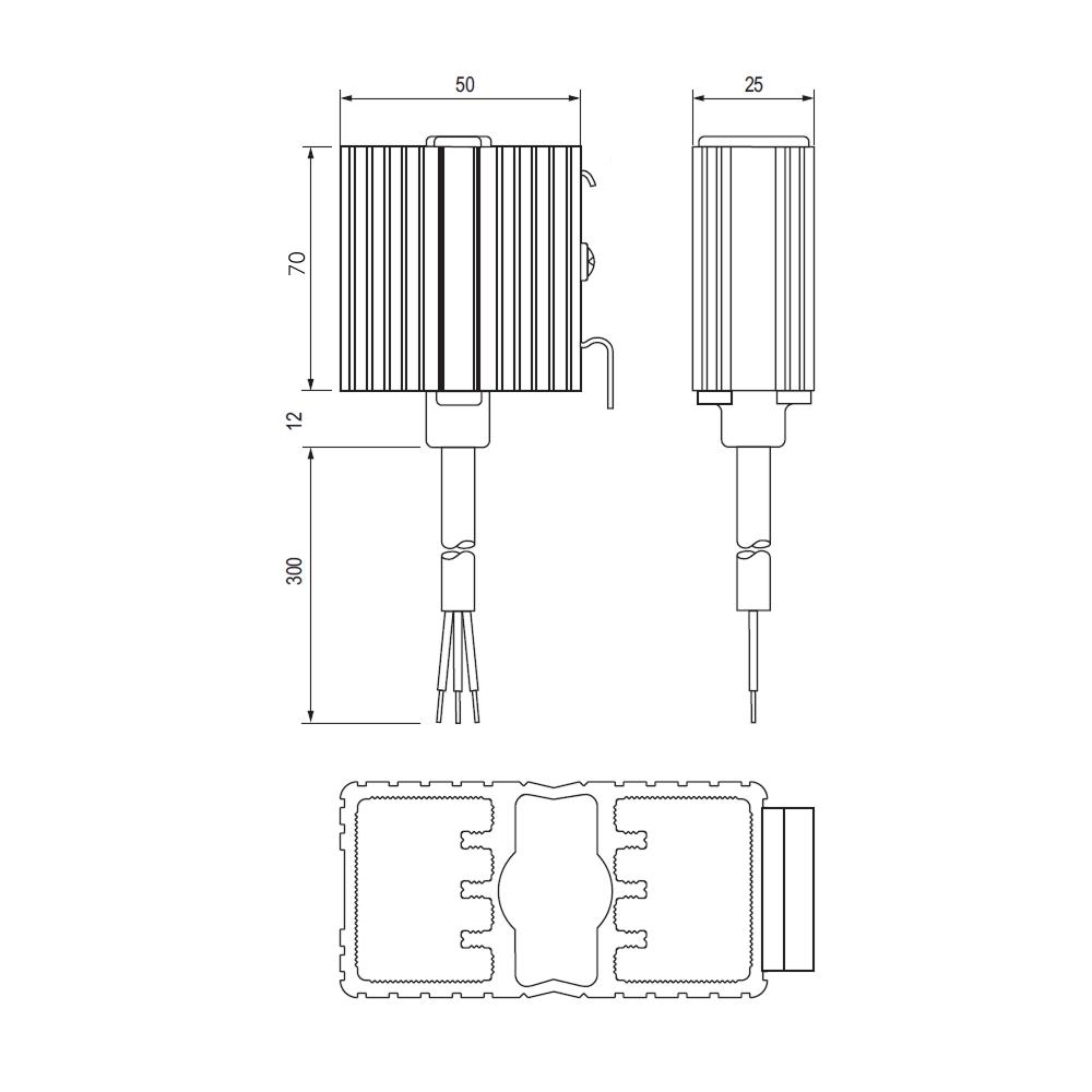 Компактный обогреватель 30 Вт, кабель подключения, 110…240 В AC/DC DKC R5CHT030