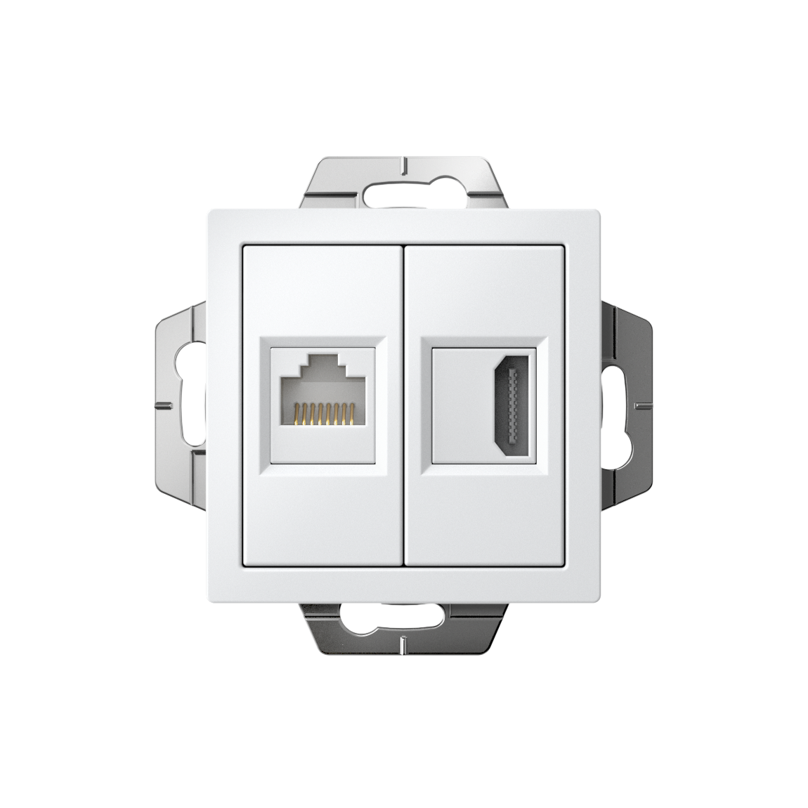 ATLASDESIGN РОЗЕТКА двойная HDMI+RJ45, кат.5Е, механизм, БЕЛЫЙ Systeme Electric ATN000182