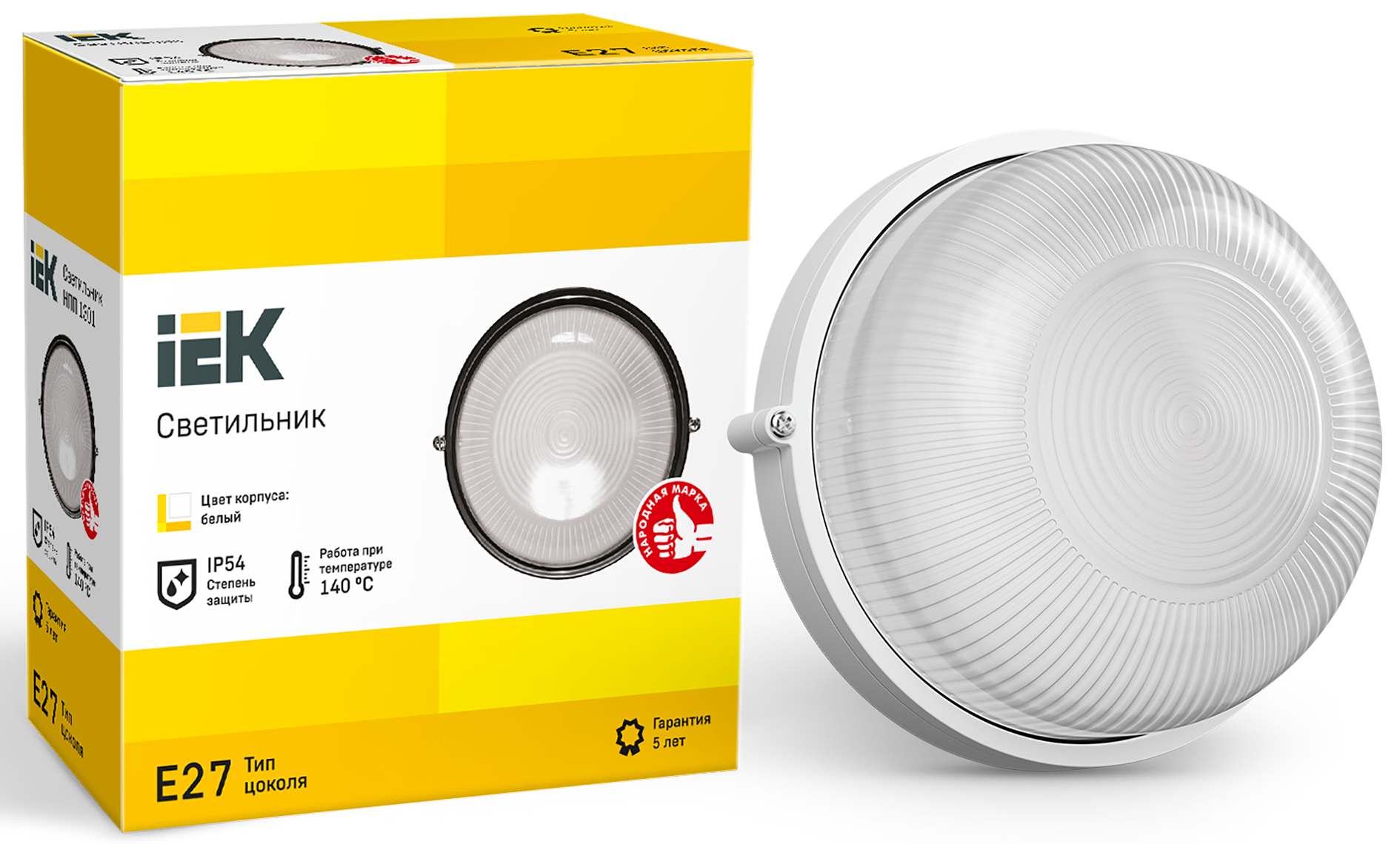 Светильник НПП1301 белый/круг 60Вт IP54 IEK LNPP0-1301-1-060-K01