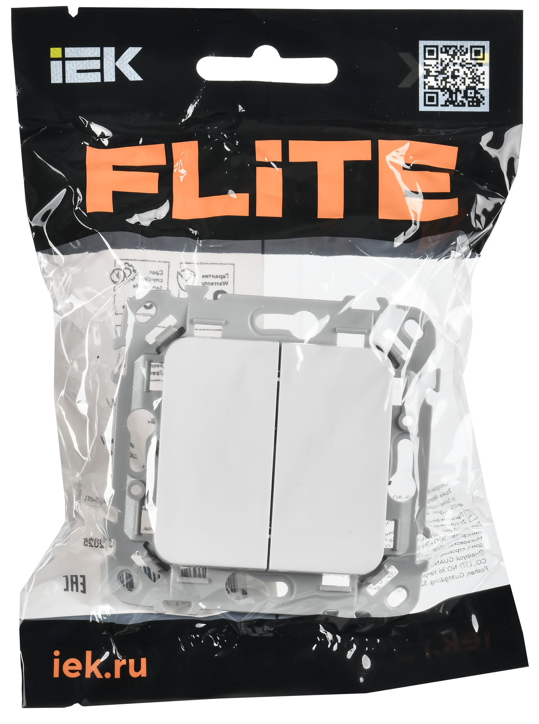 FLITE Выключатель 2-клавишный 10А ВС12-1-0-ФлБ белый IEK FI-V20-0-10-1-K01