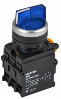 Переключатель с подсветкой 3 полож. 2NO синий MASTER IEK MI-SW60-20XD-4-14-3-K07