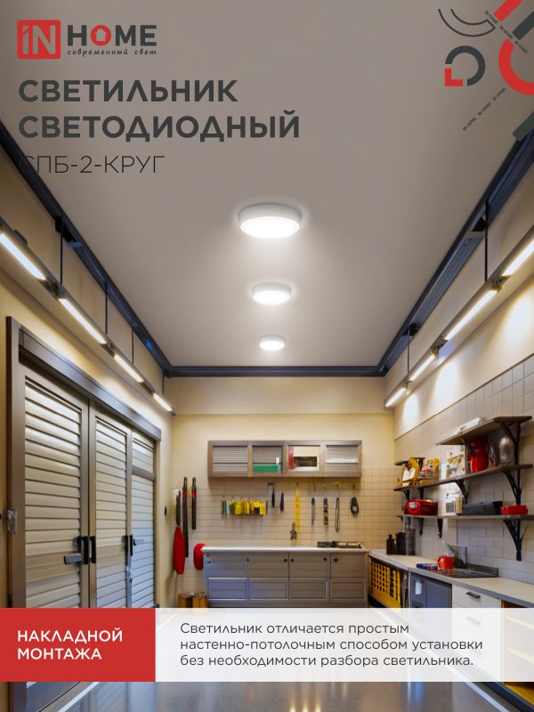 Светильник светодиодный СПБ-2-КРУГ 14Вт 4000К 1100Лм 210мм белый IN HOME IN-HOME 4690612020648