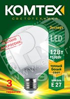 Лампа светодиодная LED 12вт 220в E27 теплый белый шар КОМТЕХ СДЛ-Ш95-12-220-827-270-Е2 15044843