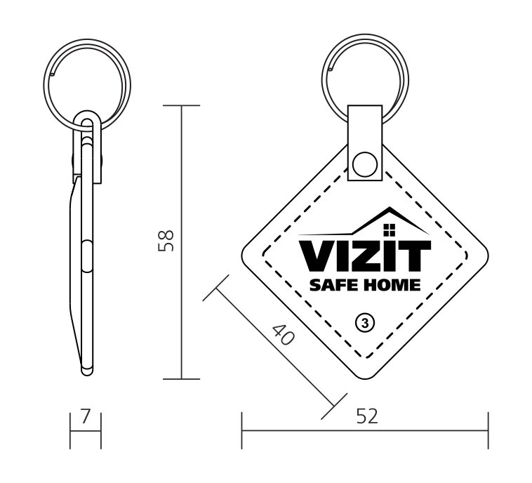 Ключ RF (RFID-13.56 МГц). Кожаный брелок с тиснением логотипа, черный. Встроенная защита от несанкционированного копирования. Используется совместно с модификациями блоков вызова и контроллеров ключей, имеющих в наименовании литеру - F. Vizit Ключ VIZIT-R