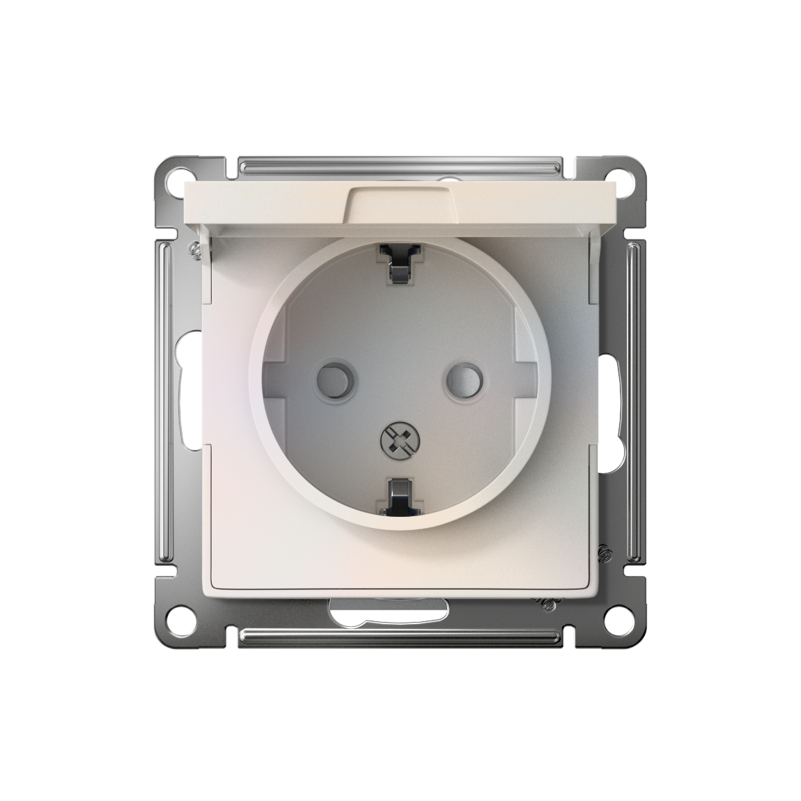 Розетка ATLASDESIGN с заземлением со шторками с крышкой 16А IP20 механизм жемчуг Systeme Electric ATN000446