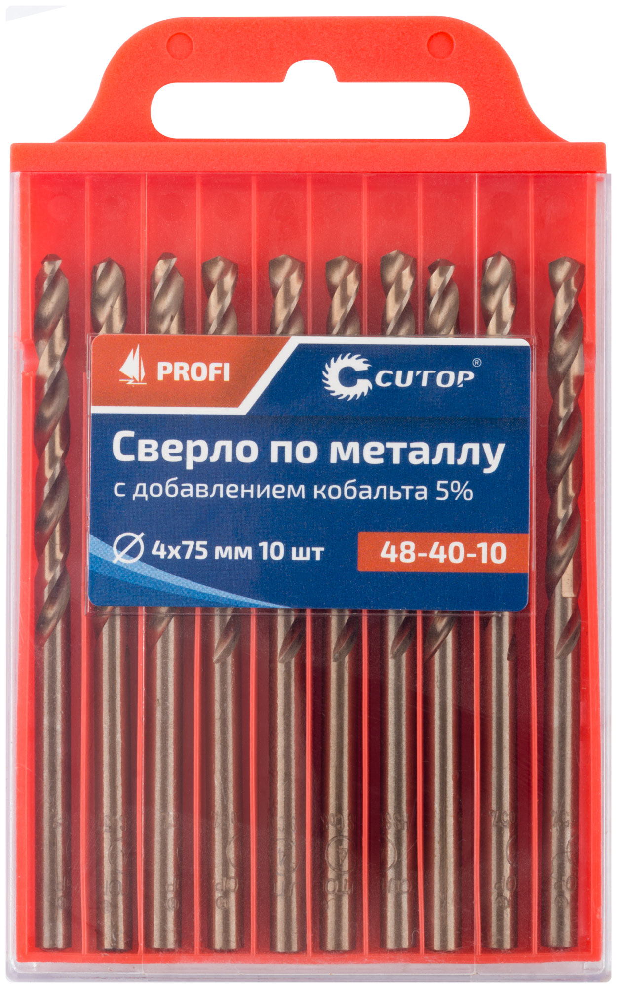 Сверло по металлу Cutop Profi с кобальтом 5%, 4 x 75 мм (10 шт) CUTOP 48-40-10