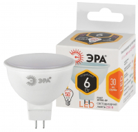 Лампа светодиодная LED 6 Вт 480Лм 2700К софит теплый GU5.3 170-265В LED MR16-6W-827-GU5.3 Standart ЭРА Б0020542