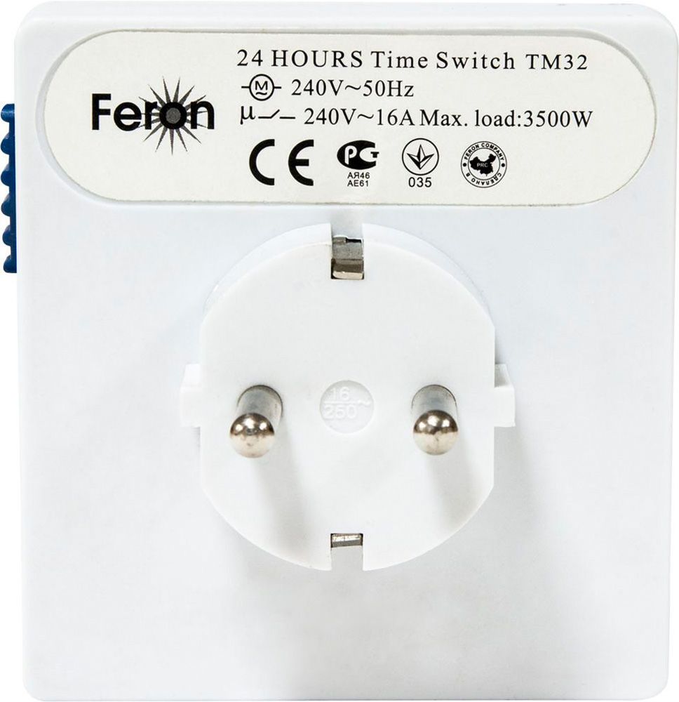 Розетка с таймером (суточная) механическая IP20 16А 3500W FERON ТМ32 23203