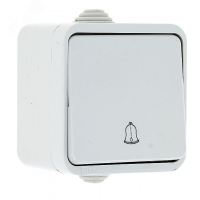 Прага Кнопка звонка одноклавишная 10А IP44 белая EKF EKZ10-026-10-44