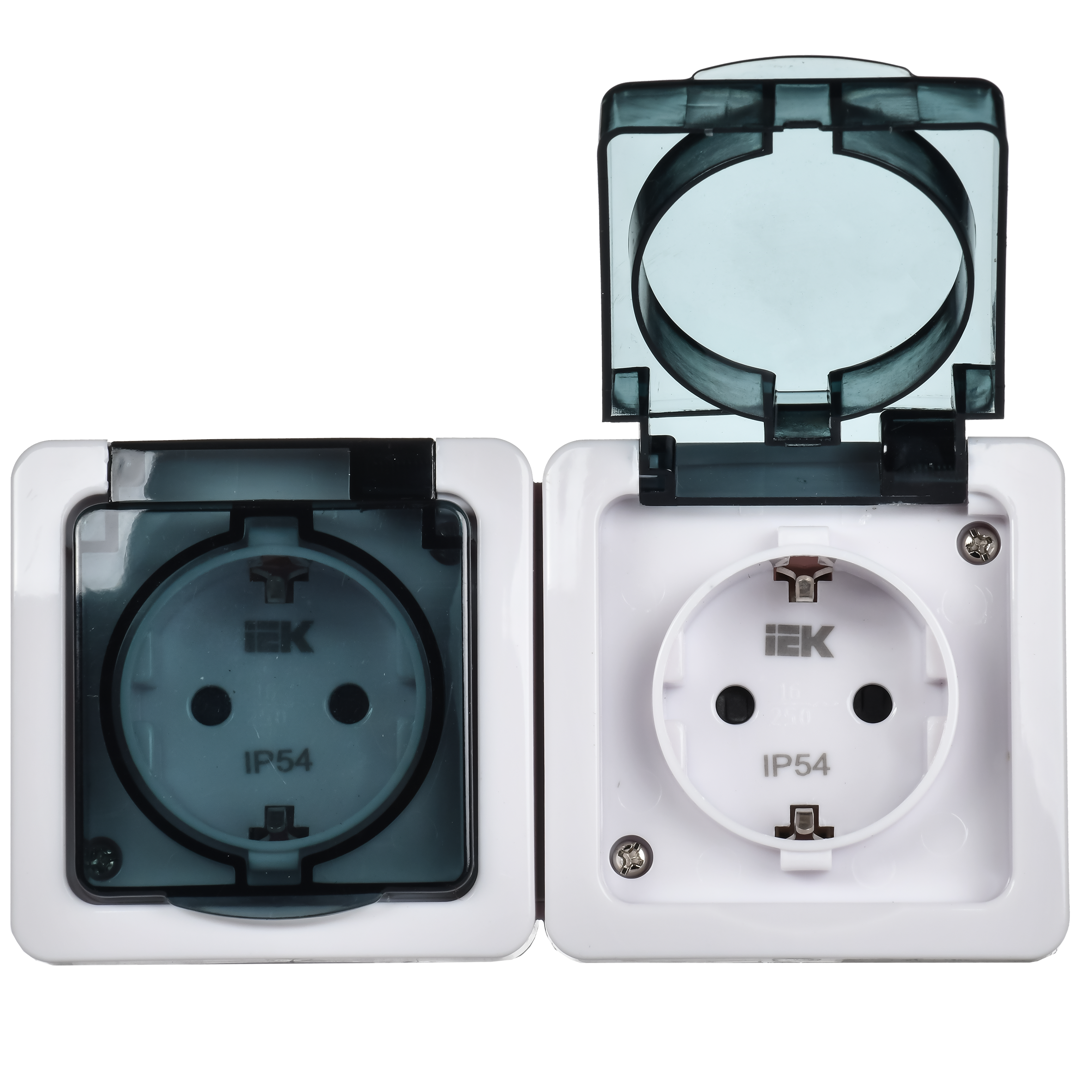 Гермес PLUS Розетка двойная наружная с заземлением с крышкой IP54 IEK ERMP22-K03-16-54-EC