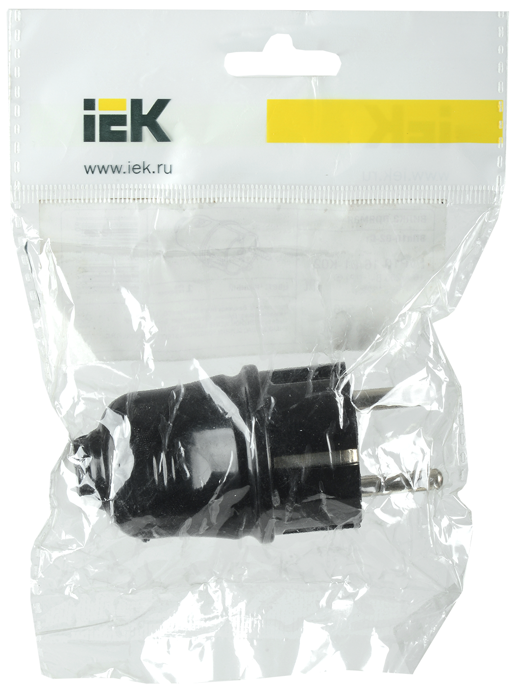 Евровилка прямая черная 16А IEK EVP10-16-01-K02