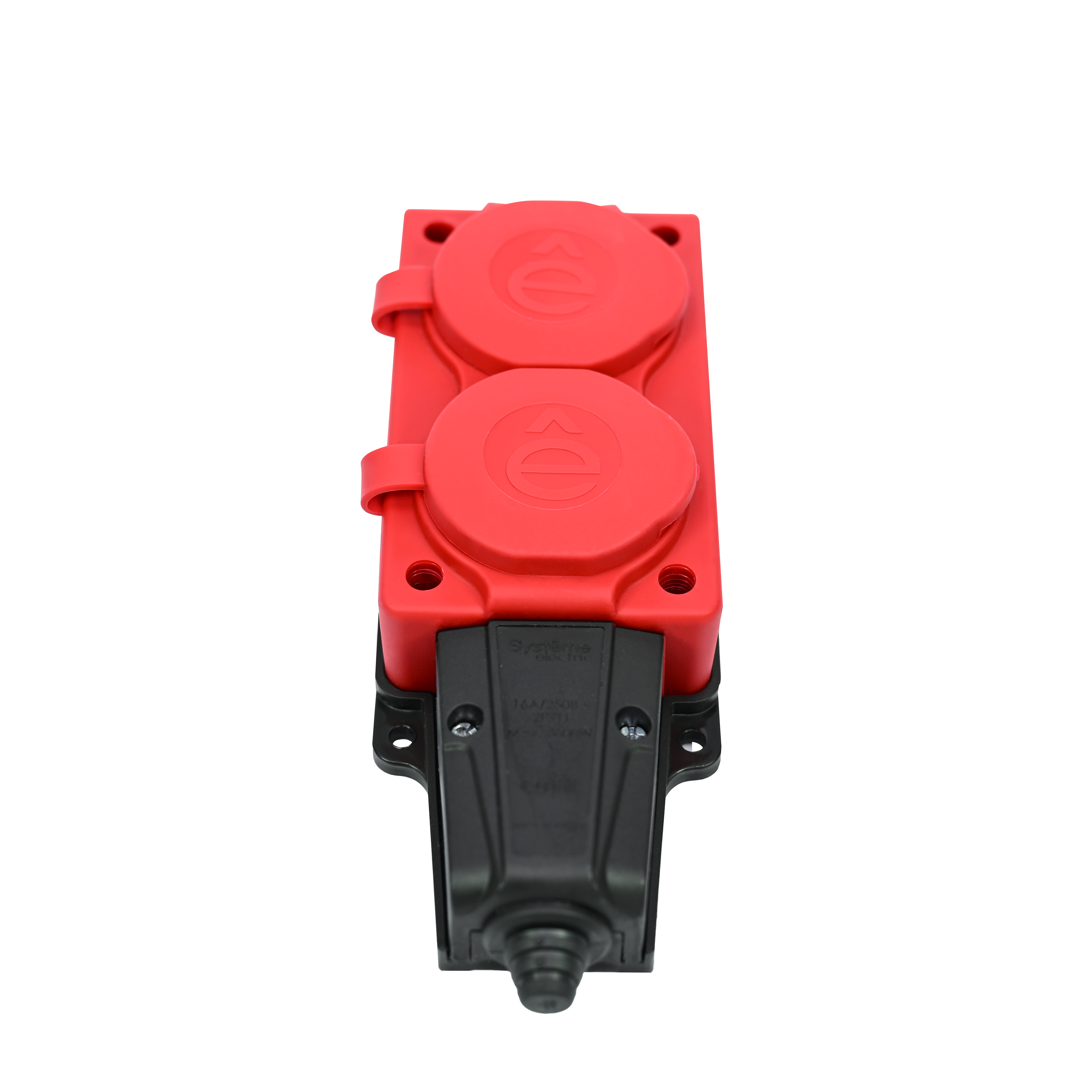 MultiSet Колодка 2х розетка 2К+З каучуковая 16А/250В IP44 Красная Systeme Electric MST4122RD