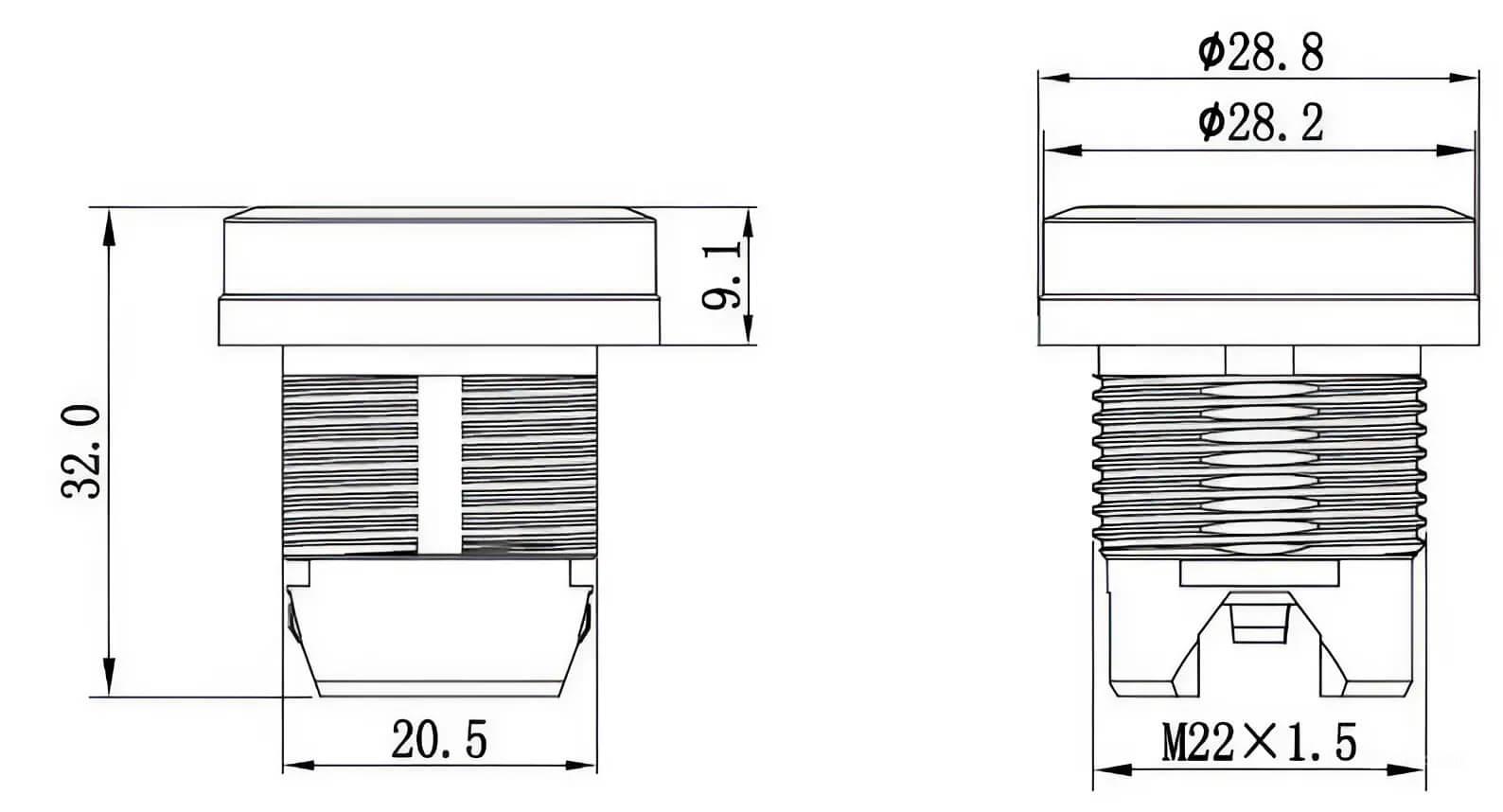 Головка кнопки плоская прозрачная с  фиксацией, красная DKC M22P-FLLRP