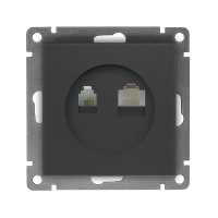 Розетка компьютерная+телефонная серия Афина, с/у, 1А, RJ45, RJ12, графит (еврослот) UNIVersal A0052-Gr