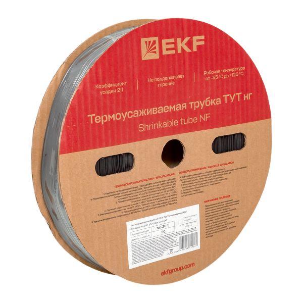 Трубка термоусаживаемая ТУТ нг 30/15 черная рулон PROxima EKF tut-30-b