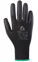 Черные защитные перчатки, полиэфир, полиурет. покр., размер XL 12 пар. Jeta Safety JP011b-XL