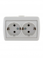 HATA Розетка двойная с заземлением белая Lezard 710-0200-127