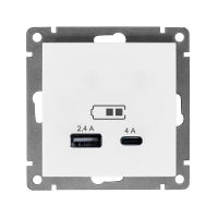 Розетка USB Афина A+С 2.4/4А механизм  с/у, белая (еврослот) UNIVersal А0059