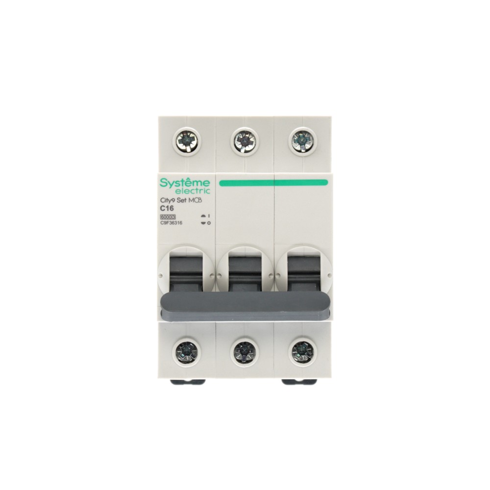 Выключатель автоматический трехполюсный (АВ) С 16А 3P 6kA 400В City9 Set Systeme Electric C9F36316
