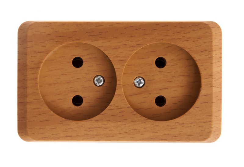 ЭТЮД Розетка двойная наружная без заземления без шторок Бук Systeme Electric PA16-005T