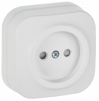 GLORY Розетка 1-местная для открытой установки без заземления с защитными шторками 10А РСш20-2-ХБм белый матовый IEK ERH13-K01M-10