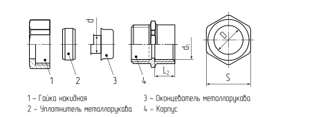 Муфта соединительная резьбовая «труба-металлорукав» СТМ(Р) 25 (1'') Fortisflex 61411
