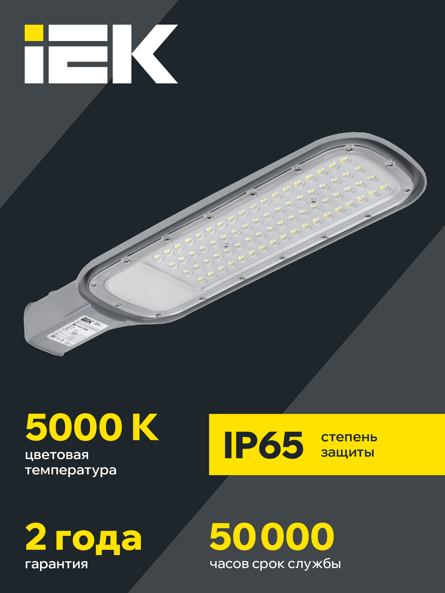 Светильник светодиодный консольный ДКУ 1012-100Ш 5000К IP65 серый IEK LDKU1-1012-100-5000-K03