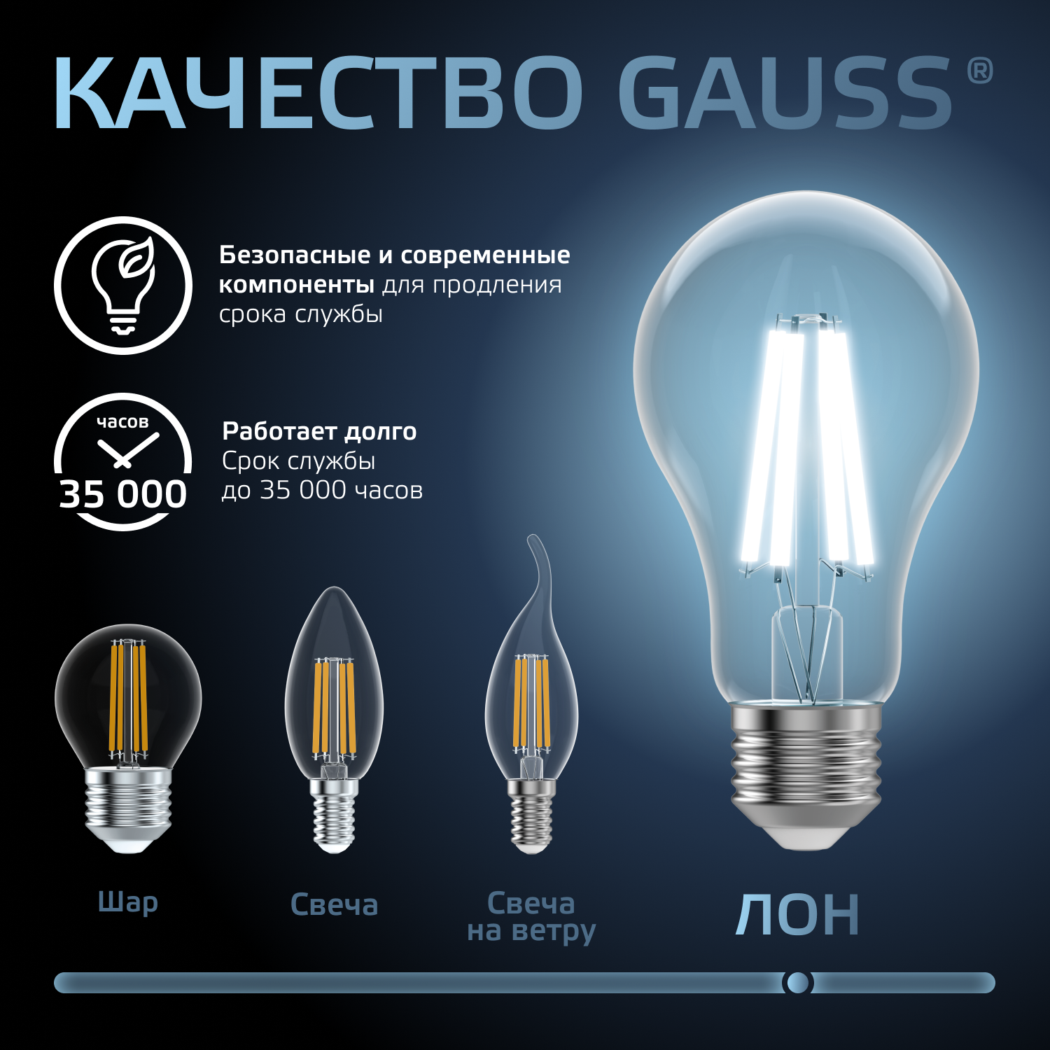 Лампа светодиодная филаментная LED 22 Вт 2100 лм 4100К А70 груша нейтральный E27 AC 220В прозрачная колба Black Filament GAUSS 102902222