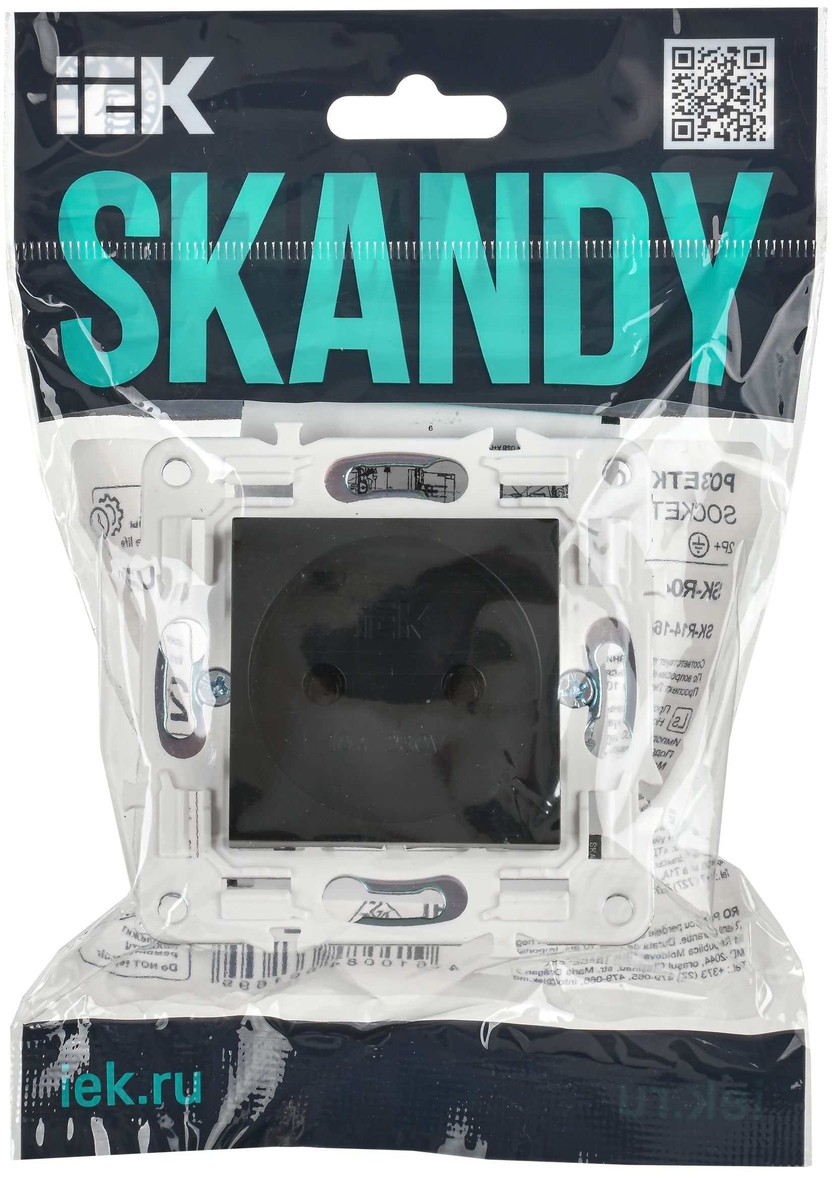 SKANDY Розетка без заземления без защитных шторок 10А SK-R02Bl черный IEK SK-R10-10-K02