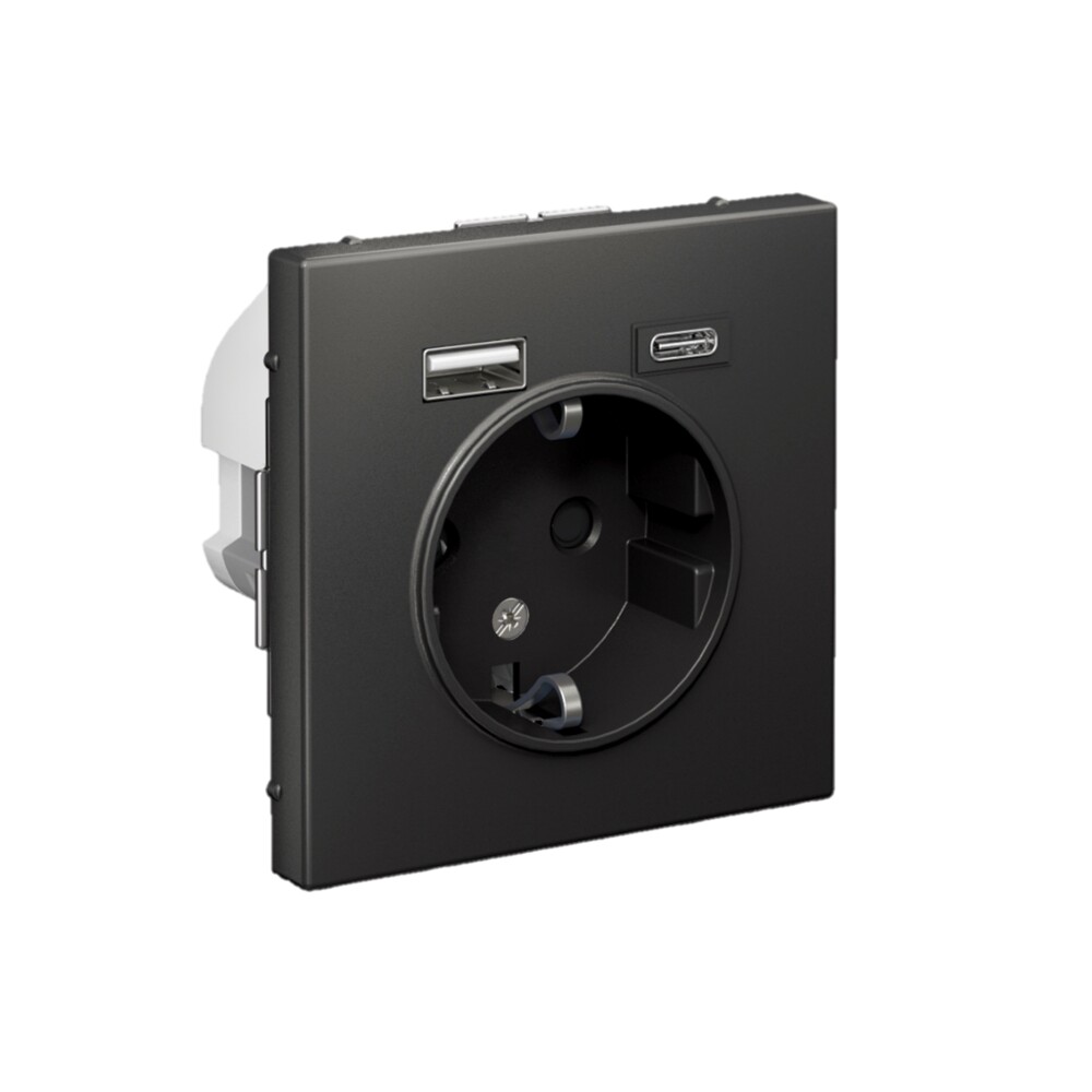 ARTGALLERY розетка 16А с 2 USB A+C, 5В/2,4А/3,0А, 2х5В/1,5А, механизм, базальт Systeme Electric GAL001432