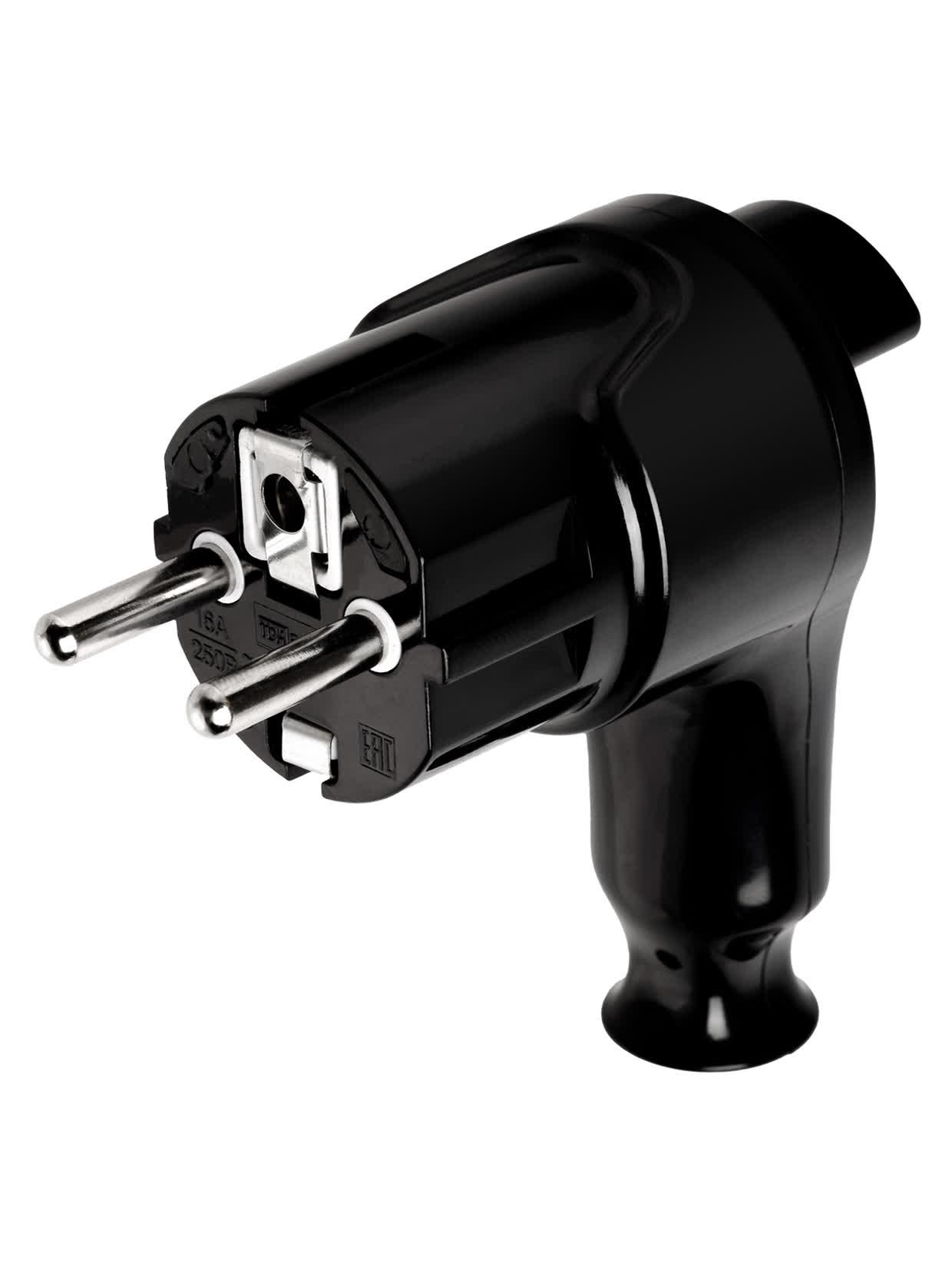 Вилка угловая c/з черная с кнопкой извлечения из сети 16А 250В TDM TDM ELECTRIC SQ1806-0399