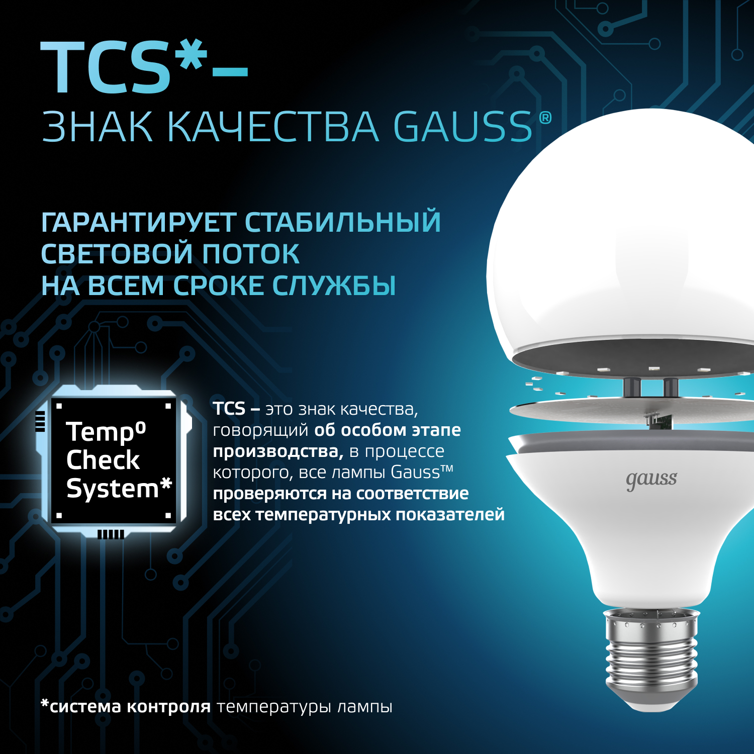 Лампа светодиодная LED 16 Вт 1540 лм 4100К AC150-265В E27 шар G95 нейтральный Black GAUSS 105102216