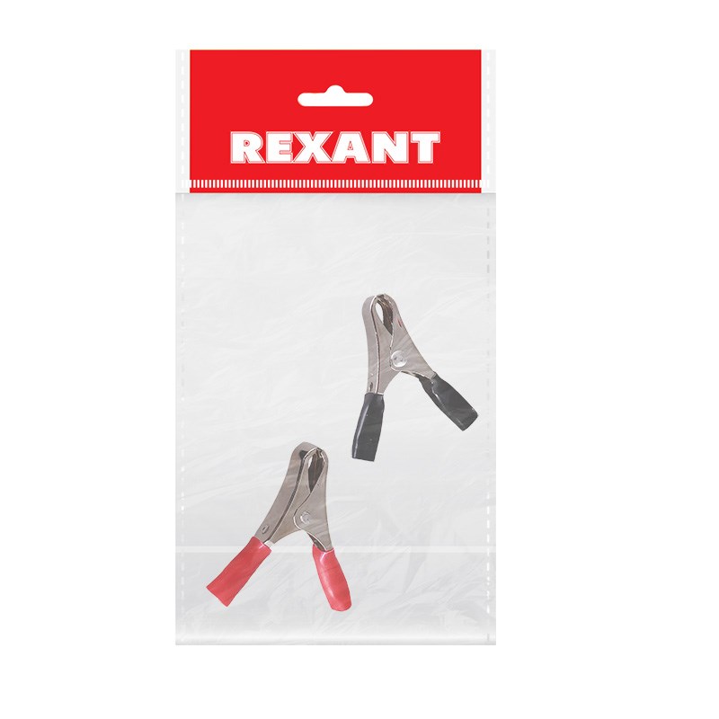 Зажим крокодил, длина 50 мм, ток 10A, 2 шт., пакет БОПП, REXANT 16-0012-9
