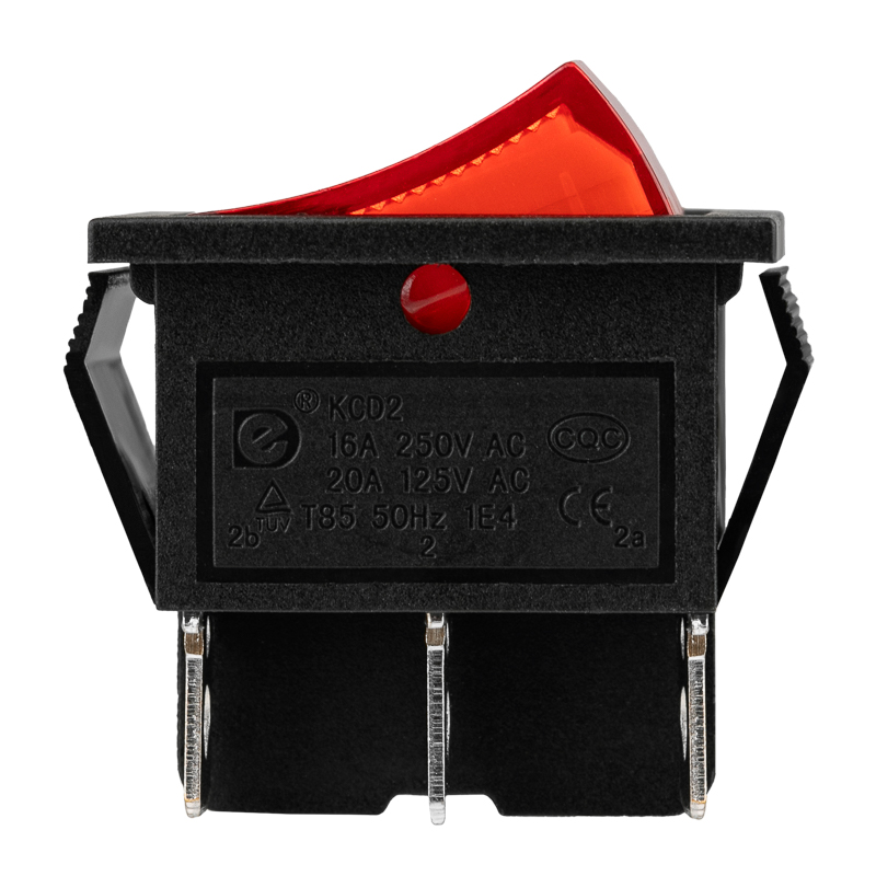 Выключатель клавишный 250V 15А (6с) ON-ON красный с подсветкой (RWB-506, SC-767) Индивидуальная упаковка 1 шт REXANT 36-2350-1