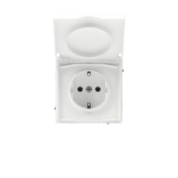 Розетка силовая, 2P+E, с з/ш, с крышкой, IP44, KANT, белая магнолия DKC 7000013