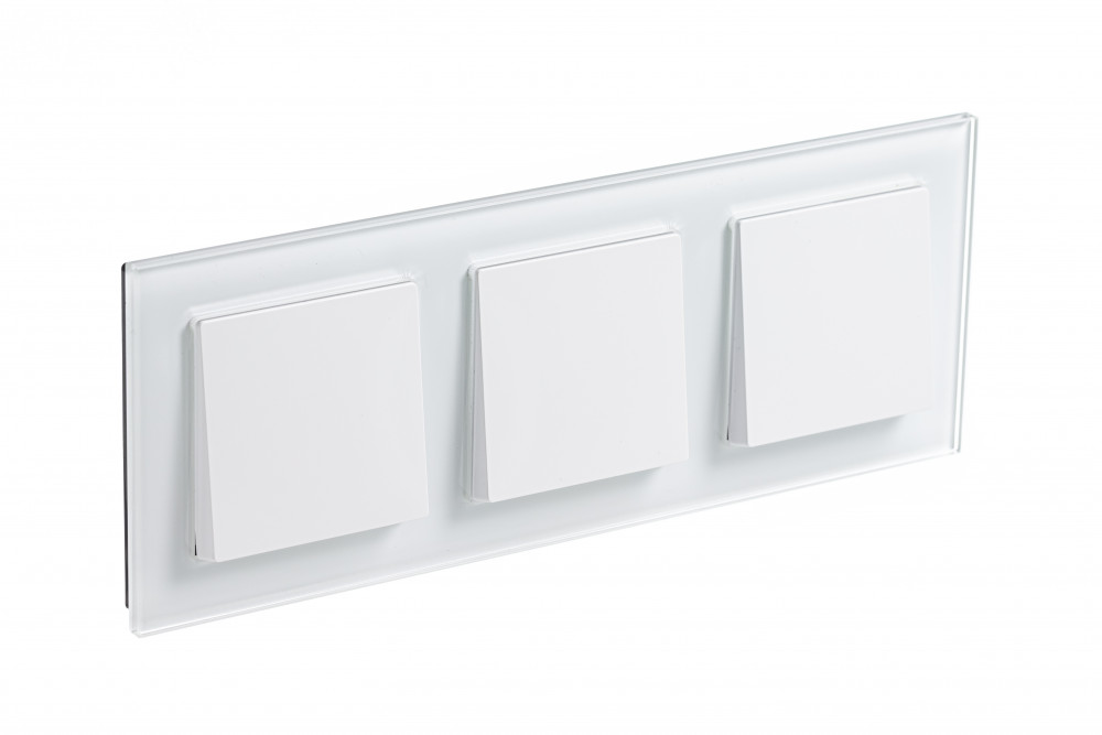Рамка трехпостовая ATLASDESIGN NATURE, СТЕКЛО БЕЛЫЙ Systeme Electric ATN320103