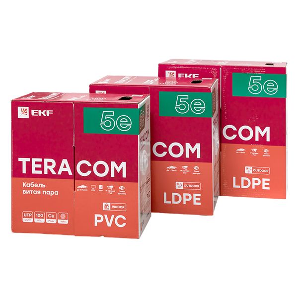 Витая пара TERACOM 5E F/UTP 4 пары solid OUT LDPE черный 305м EKF TRC-5EFTP-04PE-BK-OUT3