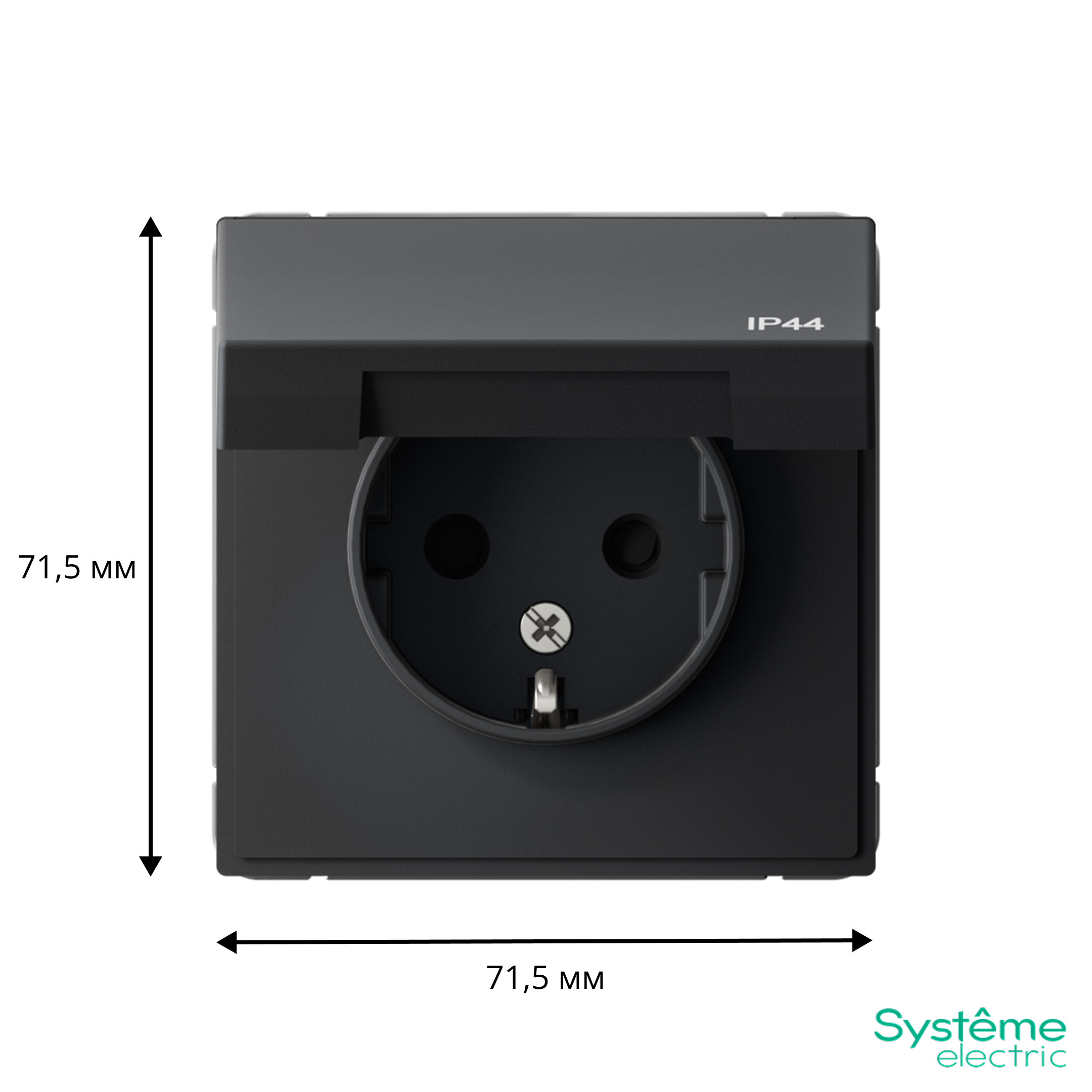 ARTGALLERY розетка с заземл. со шт. с крышк, 16А, IP44, механизм, карбон Systeme Electric GAL441046