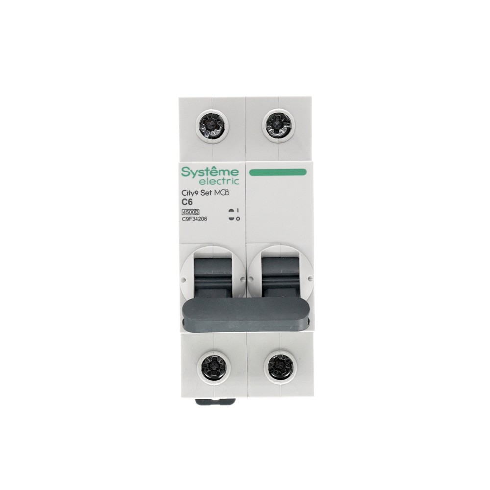 Выключатель автоматический двухполюсный 6А С 4.5kA 230В City9 Set Systeme Electric C9F34206