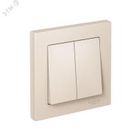 Выключатель двухклавишный ATLASDESIGN схема 5 10АХ в сборе бежевый Systeme Electric ATN000252