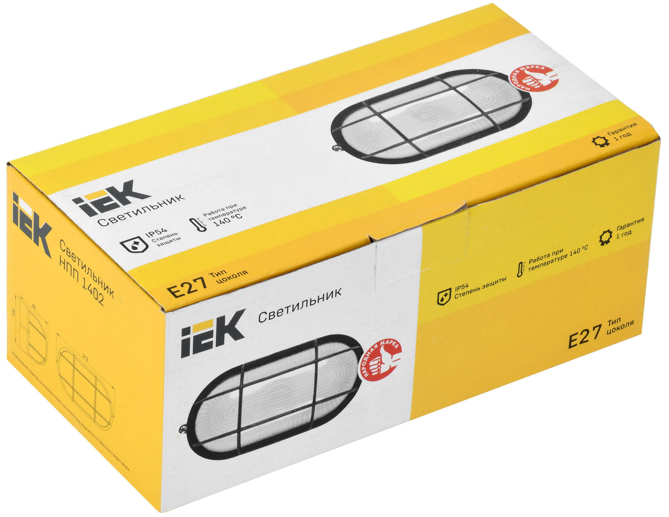 Светильник НПП1402 белый/овал с реш.60Вт IP54 IEK LNPP0-1402-1-060-K01