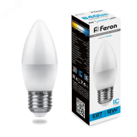 Лампа светодиодная LED 9вт Е27 дневной матовая свеча FERON LB-570 25938